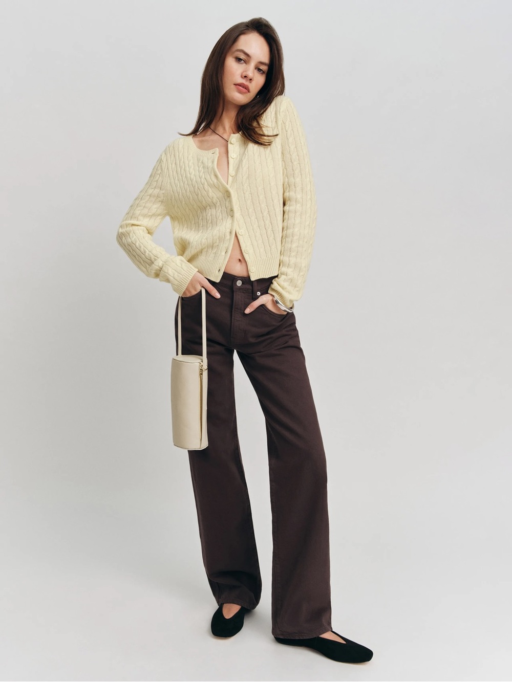 Reformation Chocolate Brown Straight-Leg Jeans